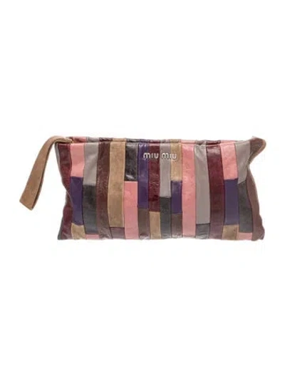 Pre-owned Miu Miu Leather Leather Clutch In Multi