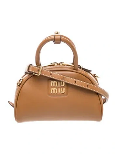 Pre-owned Miu Miu Leather Leather Handle Bag In Brown