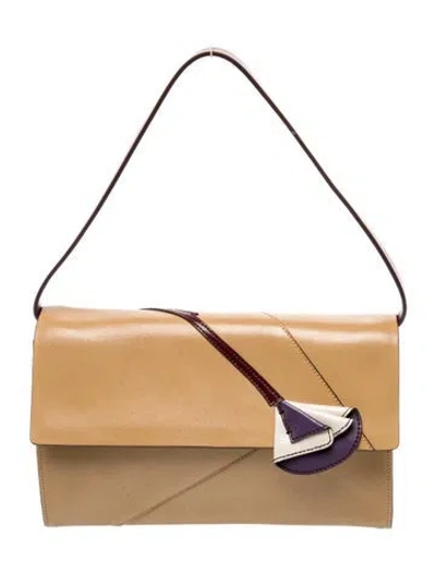 Pre-owned Miu Miu Leather Leather Shoulder Bag In Neutral
