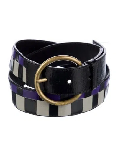 Pre-owned Miu Miu Leather Leather Trim Embellishment Belt In Multi