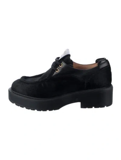 Pre-owned Miu Miu Leather Loafer Sneakers In Black