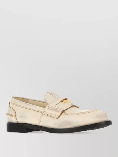 Miu Miu Leather Loafers In White