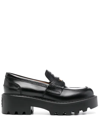 Miu Miu Leather Loafers In Black