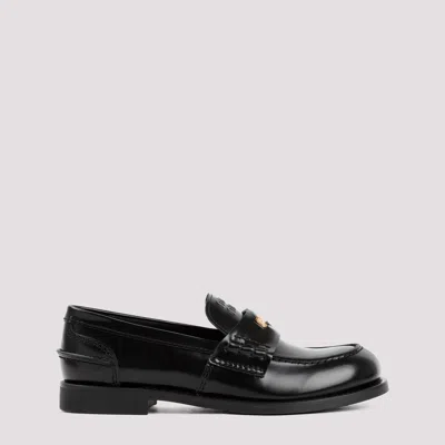 Miu Miu Leather Loafers In Black