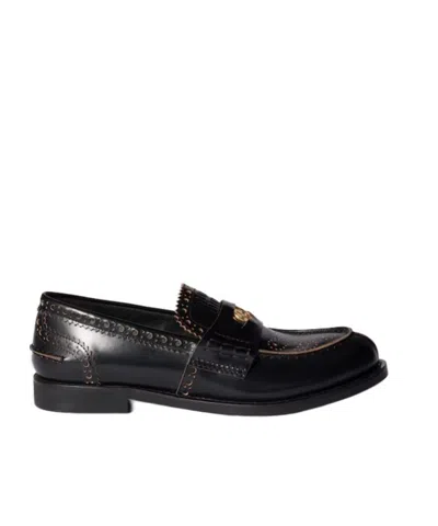 Miu Miu Leather Loafers In Black