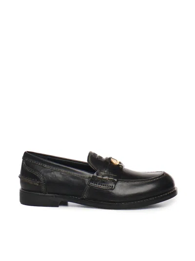 Miu Miu Leather Loafers In Black