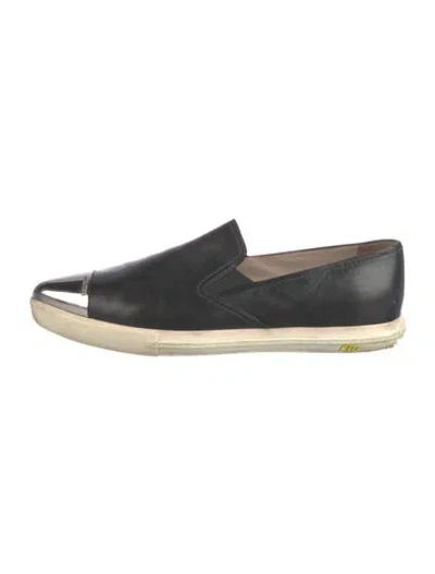 Pre-owned Miu Miu Leather Loafers In Black