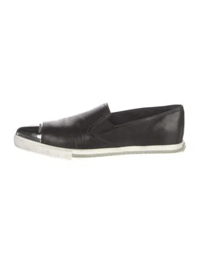 Pre-owned Miu Miu Leather Loafers In Black