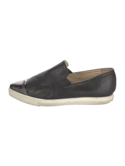 Pre-owned Miu Miu Leather Loafers In Black