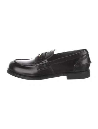 Pre-owned Miu Miu Leather Loafers In Black