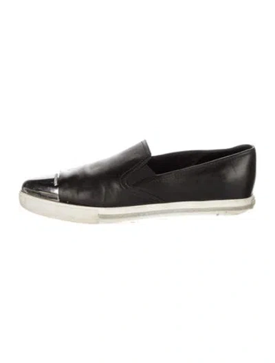 Pre-owned Miu Miu Leather Loafers In Black