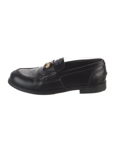 Pre-owned Miu Miu Leather Loafers In Black