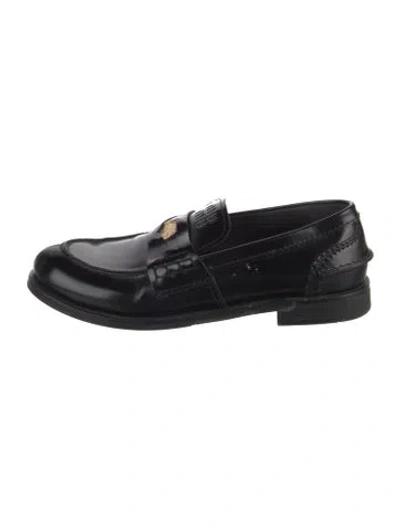 Pre-owned Miu Miu Leather Loafers In Black