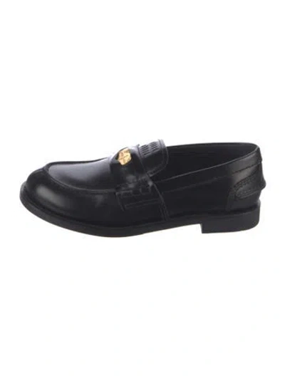Pre-owned Miu Miu Leather Loafers In Black