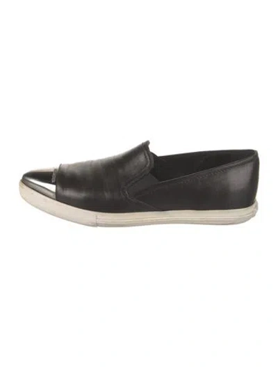 Pre-owned Miu Miu Leather Loafers In Black