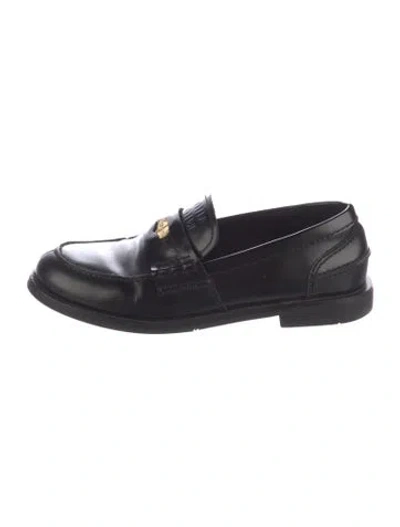 Pre-owned Miu Miu Leather Loafers In Black