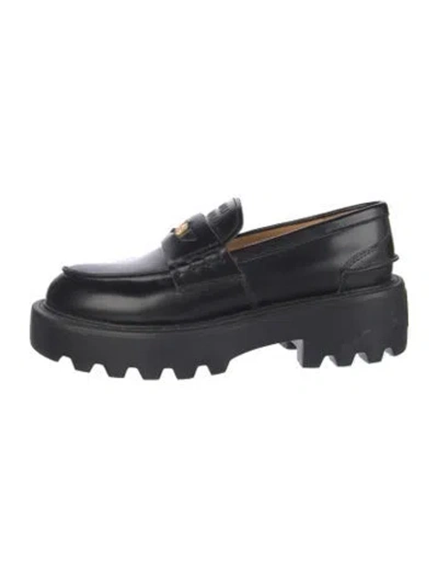 Pre-owned Miu Miu Leather Loafers In Black