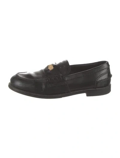 Pre-owned Miu Miu Leather Loafers In Black