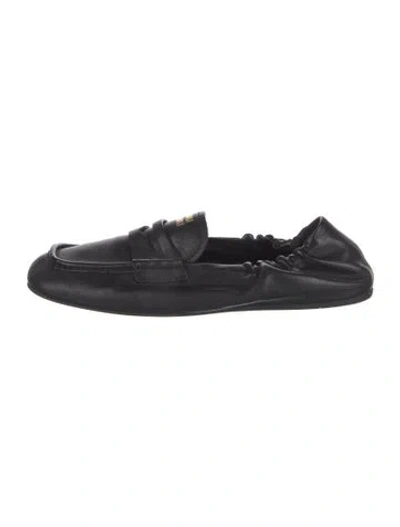 Pre-owned Miu Miu Leather Loafers In Black