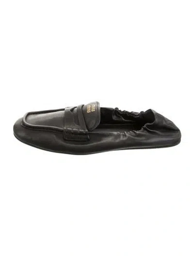 Pre-owned Miu Miu Leather Loafers In Black