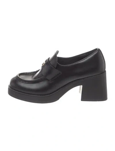 Pre-owned Miu Miu Leather Loafers In Black
