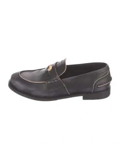 Pre-owned Miu Miu Leather Loafers In Blue