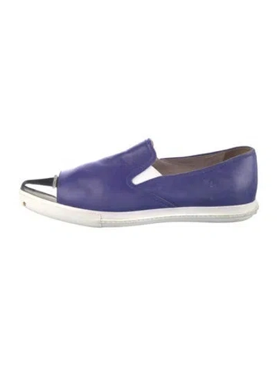 Pre-owned Miu Miu Leather Loafers In Blue
