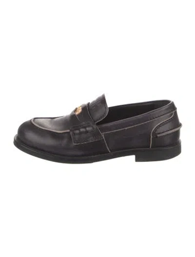 Pre-owned Miu Miu Leather Loafers In Blue
