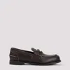 Miu Miu Brown Leather Loafers In Brown