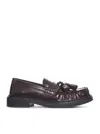 Miu Miu Leather Loafers In Brown