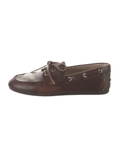 Pre-owned Miu Miu Leather Loafers In Brown