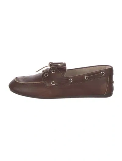 Pre-owned Miu Miu Leather Loafers In Brown