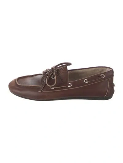 Pre-owned Miu Miu Leather Loafers In Brown