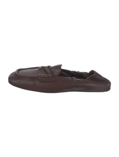 Pre-owned Miu Miu Leather Loafers In Brown