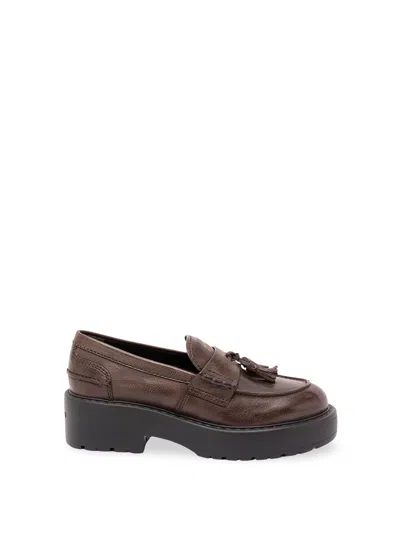 Miu Miu Leather Loafers In Brown