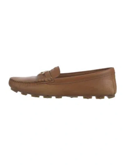 Pre-owned Miu Miu Leather Loafers In Brown