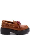 Miu Miu Lug Sole Boat Shoe In Brown