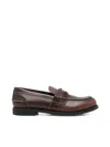 Miu Miu Logo Embossed Calf Leather Loafers In Brown