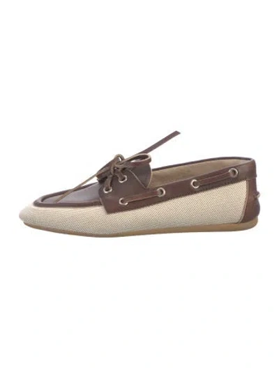 Pre-owned Miu Miu Leather Loafers In Brown/neutrals