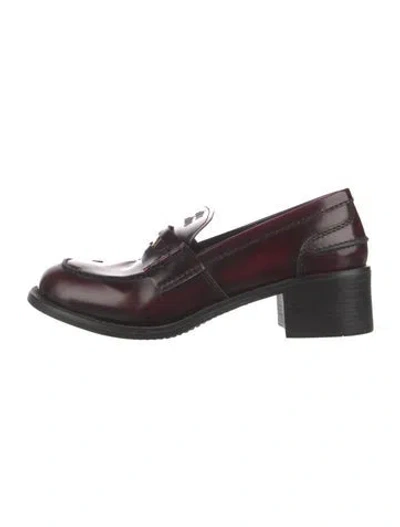 Pre-owned Miu Miu Leather Loafers In Burgundy