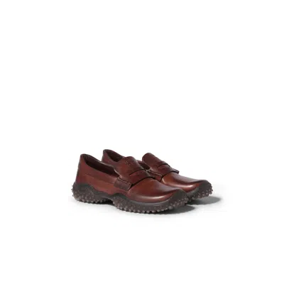 Miu Miu Leather Loafers In Brown