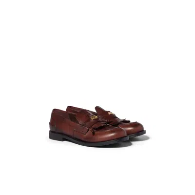 Miu Miu Leather Loafers In Brown
