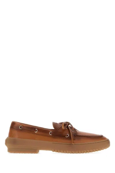 Miu Miu Caramel Leather Loafers In Multi