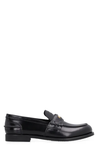 Miu Miu Leather Loafers For Women In Black