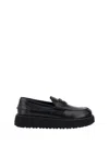 Miu Miu Twist Platform Leather Loafers In Nero