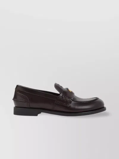 Miu Miu Leather Loafers Round Toe