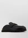 Miu Miu Leather Loafers Round Toe Lug Sole In Black