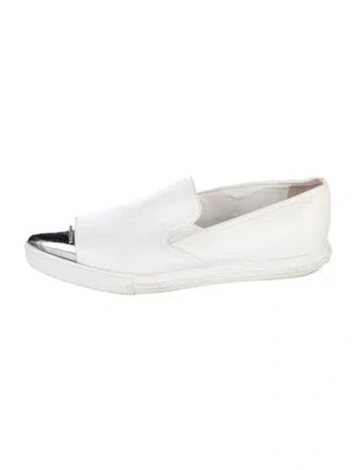 Pre-owned Miu Miu Leather Loafers In White