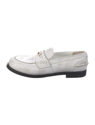 Pre-owned Miu Miu Leather Loafers In White