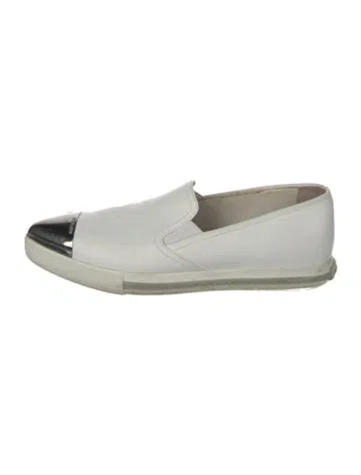 Pre-owned Miu Miu Leather Loafers In White